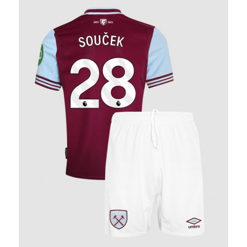 Fotballdrakt Barn West Ham United Tomas Soucek #28 Hjemmedraktsett 2024-25 Kortermet (+ Korte bukser)